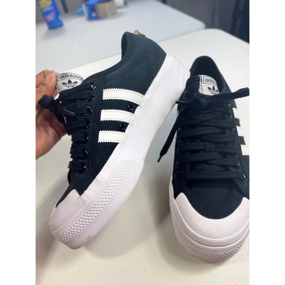 Adidas Nizza Platform Shoes Black White Canvas Sneakers Women's US 10 Trending - Picture 5 of 10